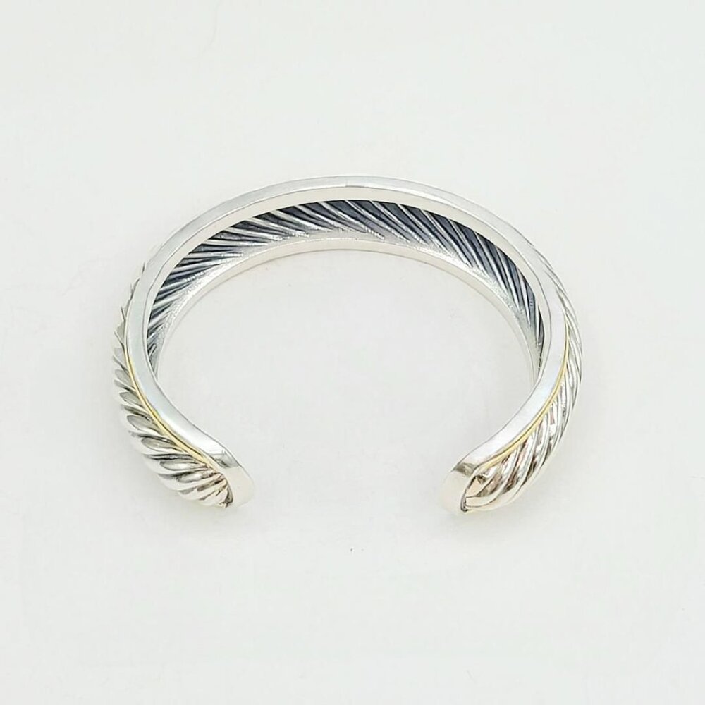 David Yurman Sculpted Two-Tone Cuff w/ Sterling Silver & 18K Gold - Medium - Picture 13 of 16